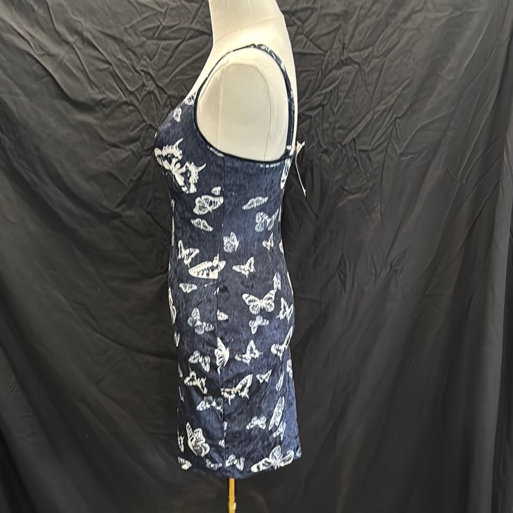 Bear Dance velvet Blue and White Bodycon Mini Dress - Picture 3 of 5